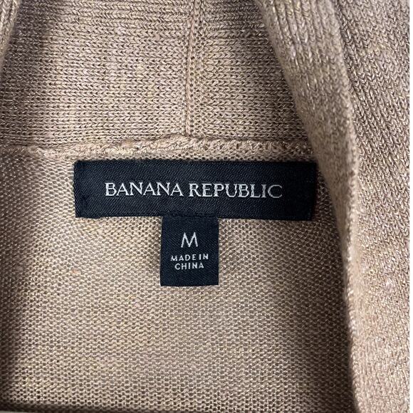 Banana Republic Linen Blend Long Line Cardigan Minimalist Quiet Luxury Sz Medium - Picture 9 of 11